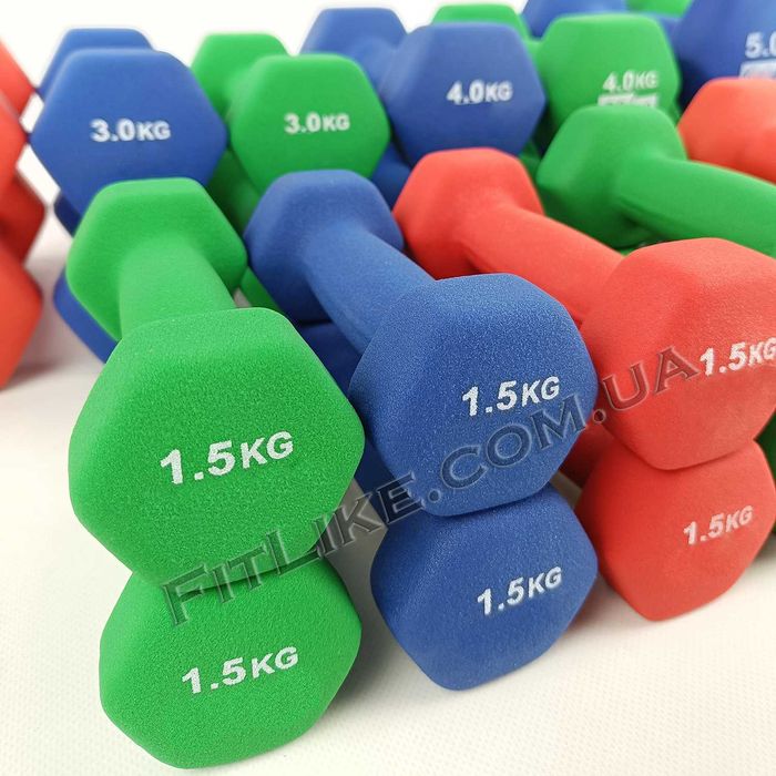Гантелі 0,5/1/1,5/2/3/4/5кг металеві прогумовані вінілові для фітнеса