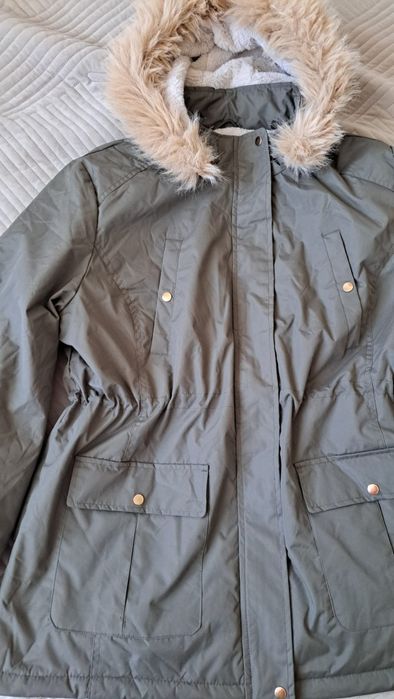 Kurtka Parka Atlas for Women khaki ocieplana futerkiem z kapturem 52/54
