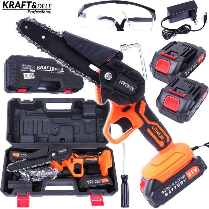 KRAFT&DELE Mini Piła Łańcuchowa Akumulatorowa Pilarka 6" 19cm KD10626