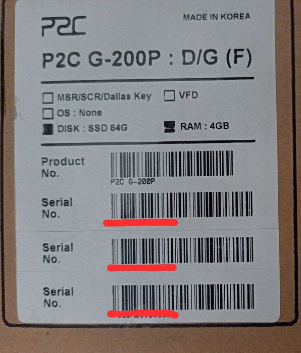 Pos-термінал P2C G-200 (Intel Celeron J4125 2Ghz, 8ГБ DDR4, 120ГБ SSD)