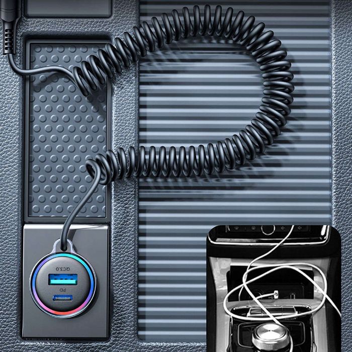 Szybka Ładowarka Samochodowa Usb Usb-C 60W Qc Pd 3.0 + Kabel Usb-C