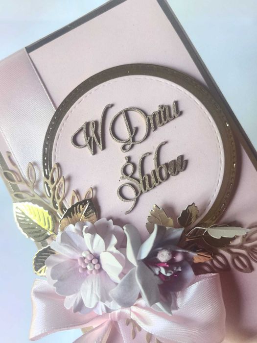 Ręcznie robiona kartka ślubna z pudełkiem 3D W Dniu Ślubu personalizacja