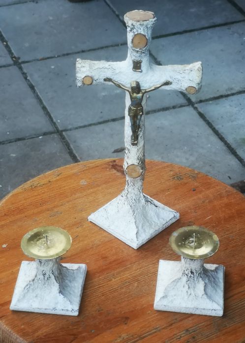 Zestaw kolędowy krzyż i dwa świeczniki