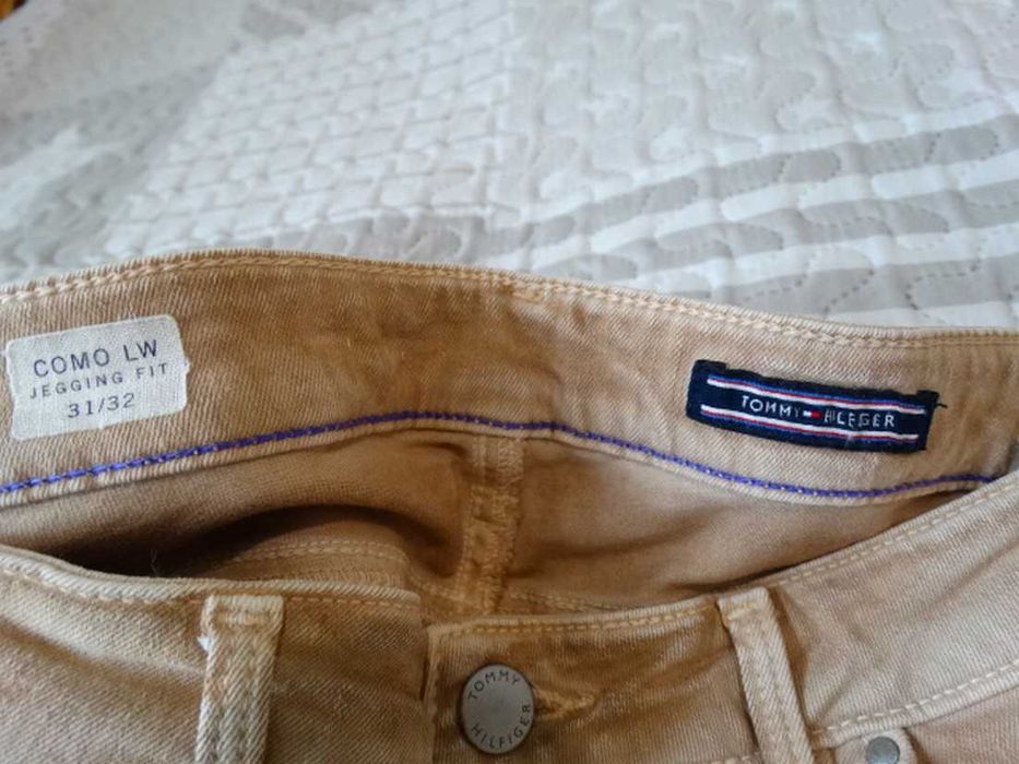 Spodnie Tommy Hilfiger Jegginsy Sprany Efekt Camelowe Bawełna L
