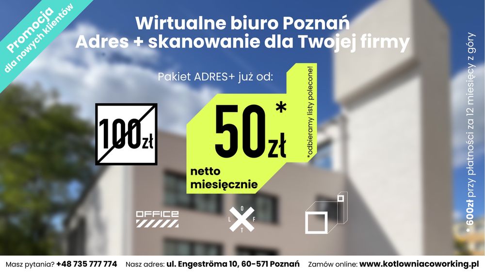 Wirtualne Biuro Poznań Adres + skanowanie korespondencji Jeżyce