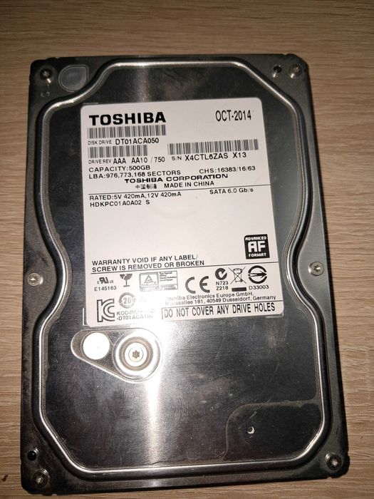 Жорсткий диск TOSHIBA 500GB