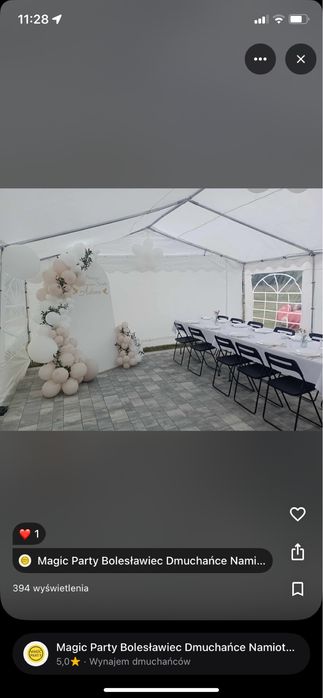 Namioty Imprezowe ,krzesla ,stoły Wynajem