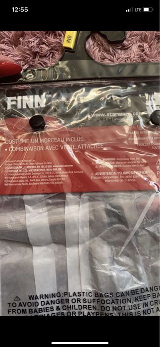 Strój na karnawał Halloween Star Wars Finn rozm. 110 3/4 lata