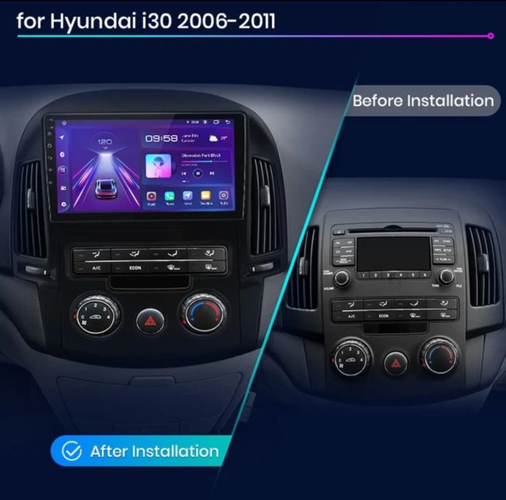 Rádio 9" android Hyundai i30 de 2006-11 CARPLAY WIFI GPS 2/32GB Novo