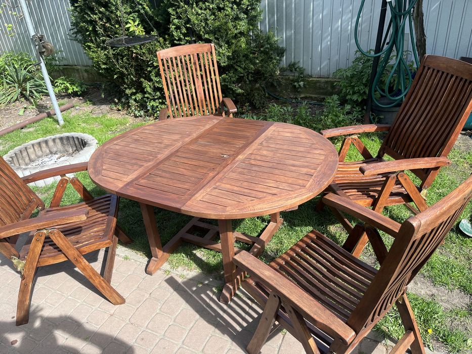Drewniane meble ogrodowe, komplet