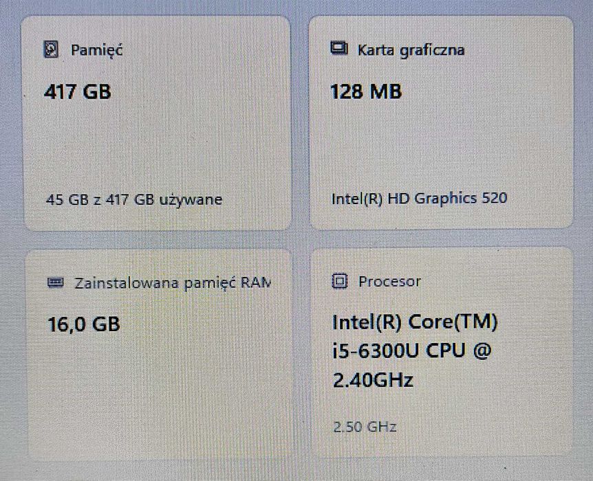 Laptop HP 14" - 16GB i5 450GB Win11Pro Office