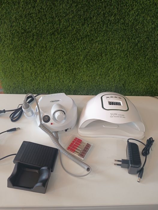 Zestaw do robienia paznokci, lampa, frezarka, manicure, hybryda, żel