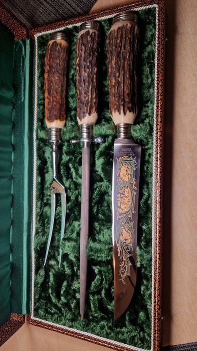 Набор для разделки мяса Emil woos Solingen,  оленьи рога, почти новый