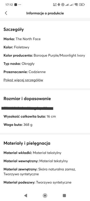 The North Face Śniegowce buty dziecięce zimowe fioletowe EU 33.5 21 cm