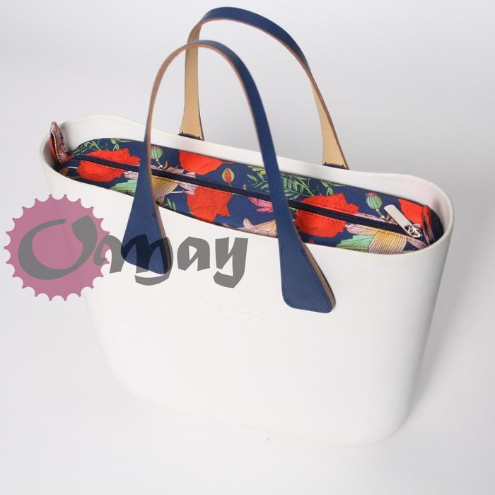 Granatowy organizer wkład do OBAG MINI kwiaty maki czerwone 2 kieszenie OMAY