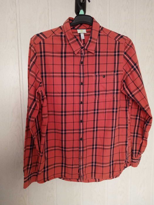 Koszula pomarańczowa w kratę Adidas Neo 50 /M/L bawełna
