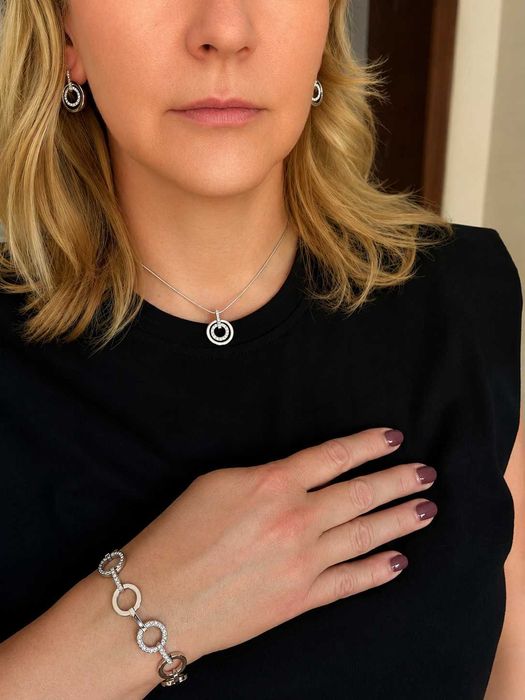 Oryginalny komplet biżuterii Swarovski - naszyjnik, bransoletka, kolczyki