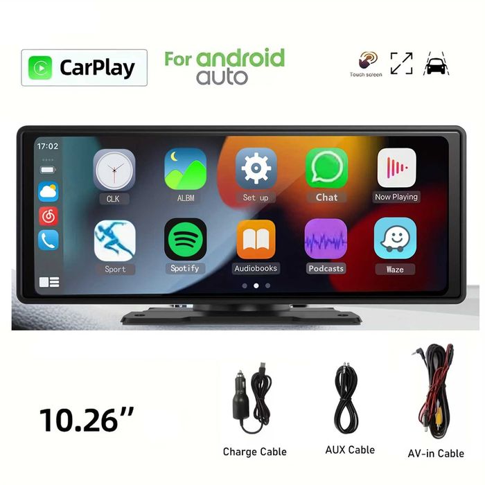 Carplay Portátil Universal de 26.06cm Sem Fio  Android Auto,  Carro 2D