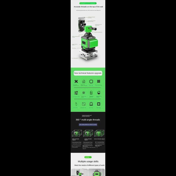 D32-Laser 16 linhas 360 com acessórios bolsa transporte duas baterias