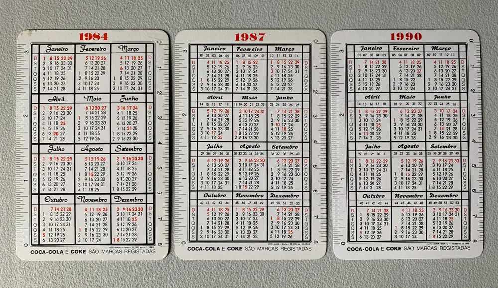Calendários Antigos Coca-Cola (preço unitário)