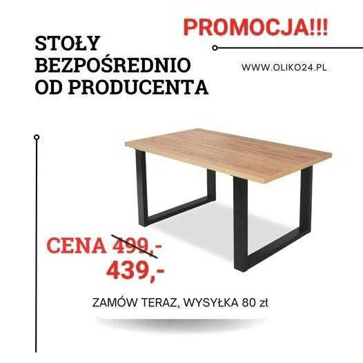 Stół w stylu loft na metalowych nogach  do jadalni, kuchni lub salonu