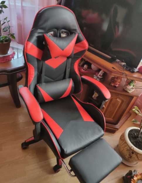 крісло геймерське з підставкою для ніг кресло игровое польша