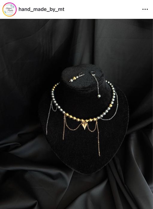 Кольє з кришталю гематиту чокер з ювелірного скла