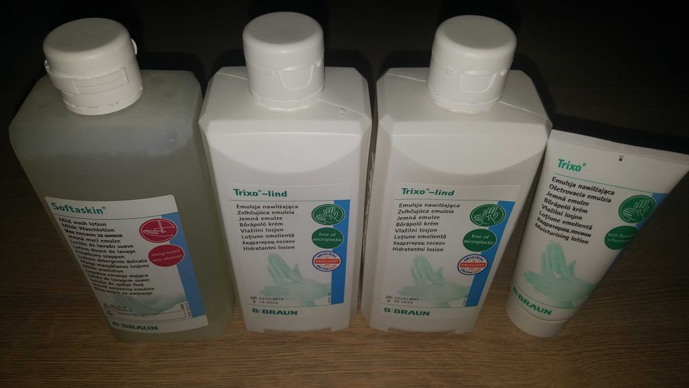 4 szt Braun balsam do ciała, emulsja do mycia nawilżająca, krem do rąk