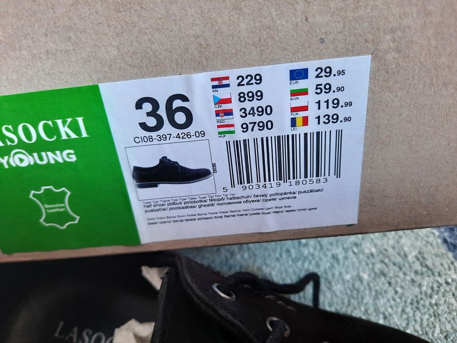 Pantofle r.36, dl wkładki 23 cm