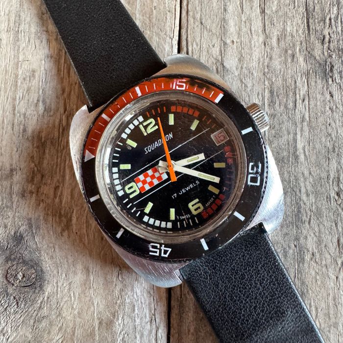 Zegarek męski vintage diver Squadron 35mm działa