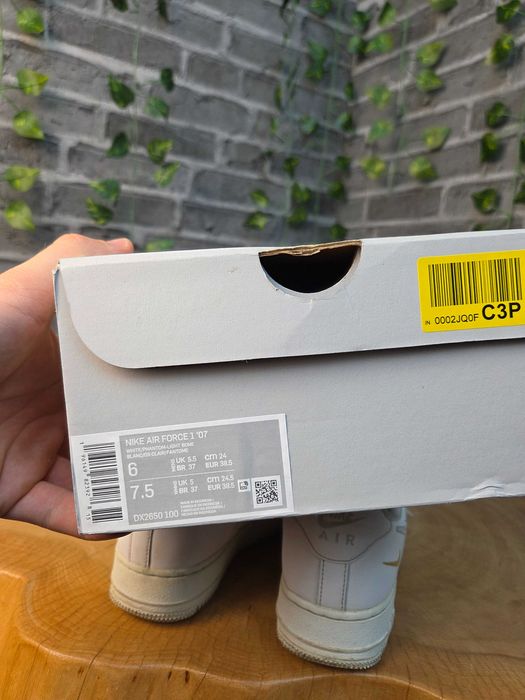 Nike Air Force 1 07 White Light Bone EUR 38.5 AF1 AirForce 1 Air Forcy