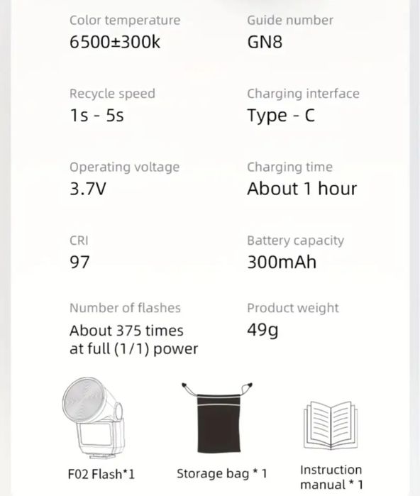 Desiontal F02 – портативний міні‑спалах для камери