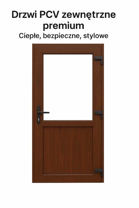 Drzwi zewnętrzne 90x200 orzech tarasowe sklepowe DOSTAWA CAŁA POLSKA