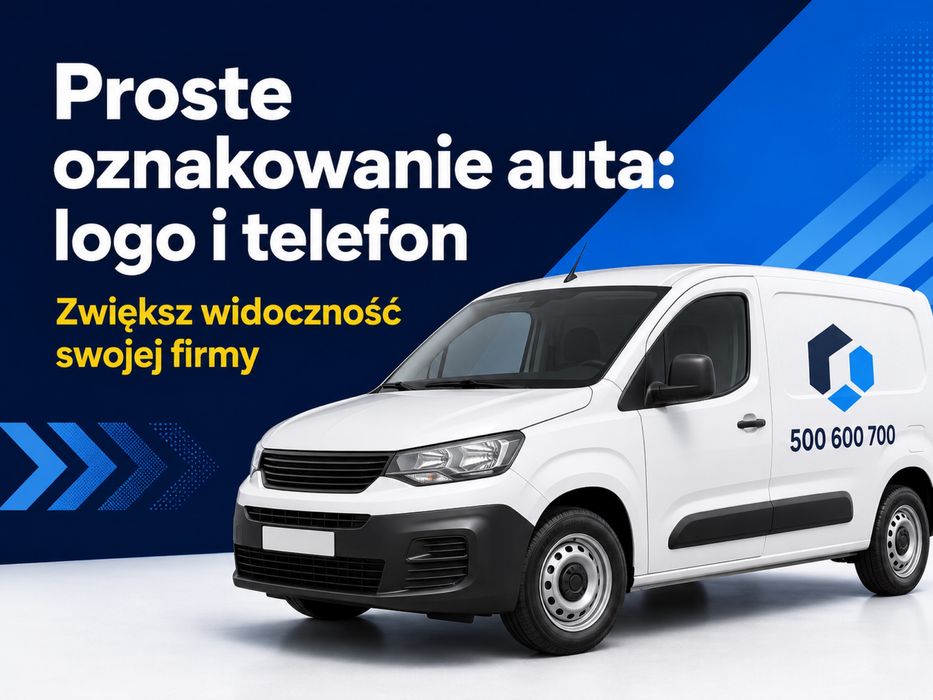 Reklama na auto firmowe | Logo, telefon i usługi | Projekt, druk i montaż