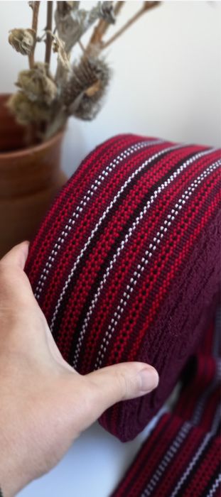 Бордовий пояс, тканий пояс, крайка 10 см.