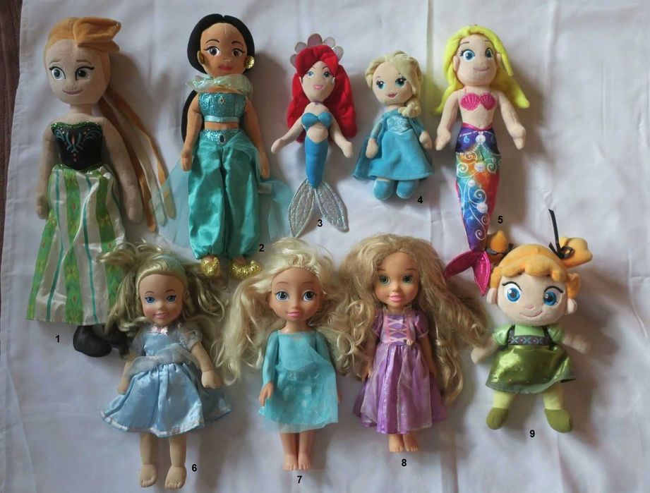 Lalka Anna Elsa Kraina Lodu Syrenka Arielka Jasmina Roszpunka