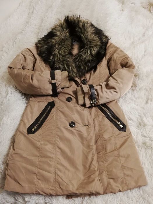 kurtka puchowa Stradivarius s 36 beżowa płaszcz puchowy s 36 parka 36