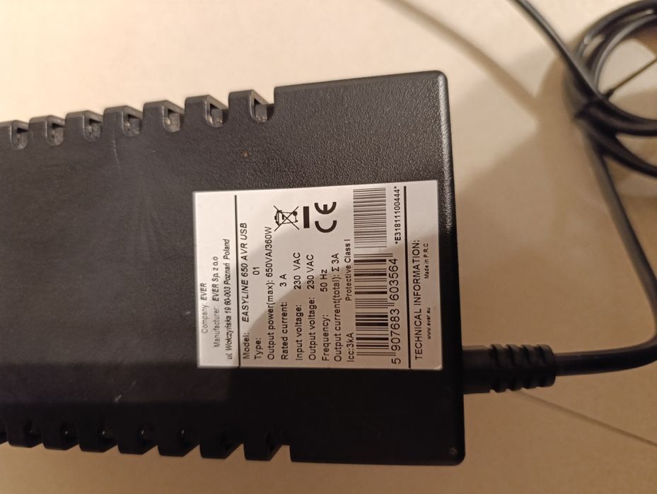 Zasilacz awaryjny ups EASYLINE 650 AVR USB do komputera kamer kotła co