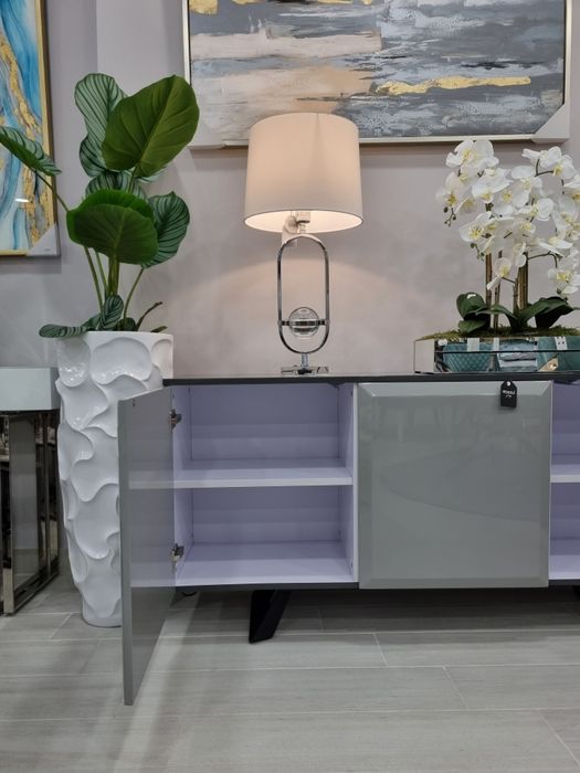 Aparador Cinza Brilho Modern - 160x46x77cm By Arcoazul