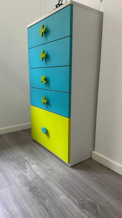 Mobília de Quarto Juvenil Completa (Cama Dupla + Cómoda + Mesa Cabeceira)
