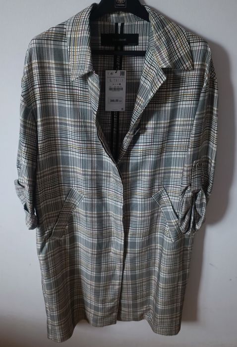 Zara Basic płaszcz w kratę nowy L