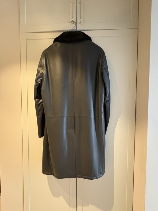 Італійська чоловіча дублянка з натуральної шкіри та хутра, розмір 56