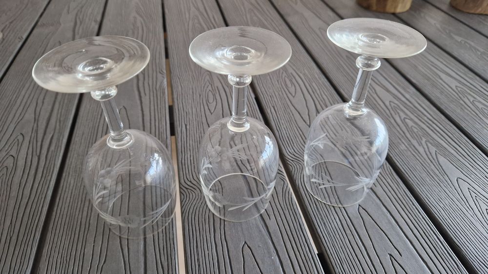 3 copos de pé de cristal vidro clássicos