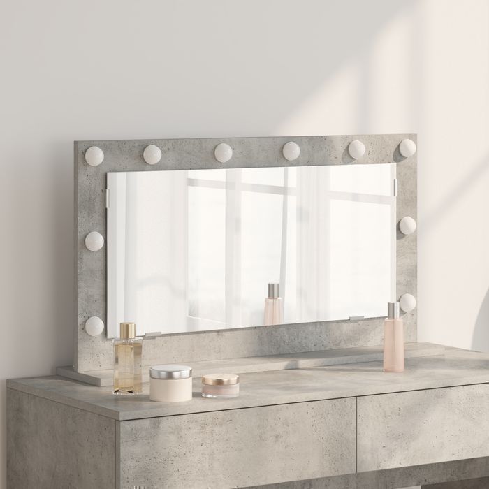 Vidaxl Lustro Toaletowe Szare Betonowe Beton 80 X 45 X 18 Cm Lustro