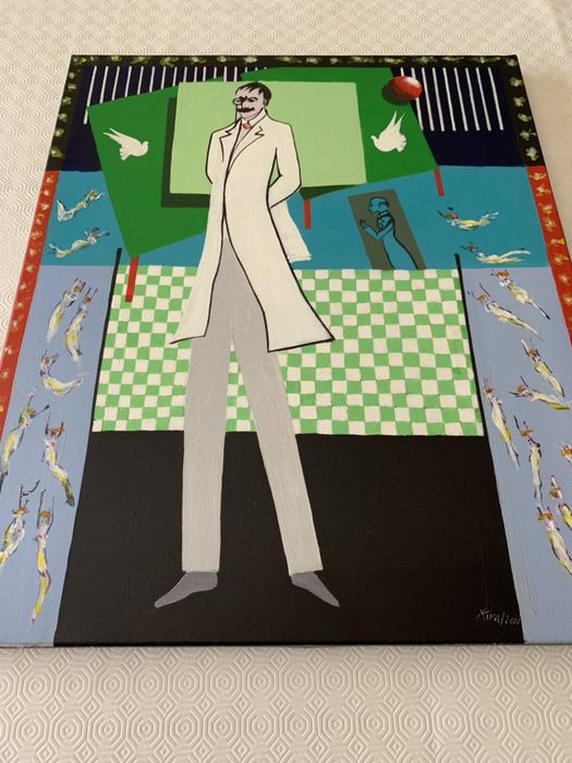 Quadro pintura a óleo original Eça Queirós Kira