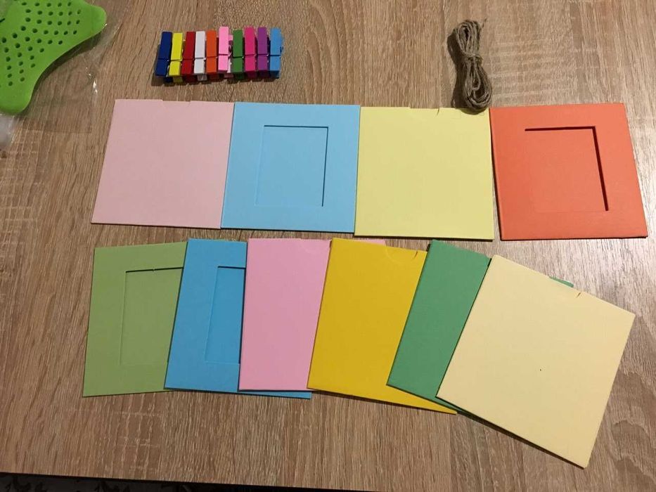 Набір рамок для фотографій, прищепки та шнурівка, новий