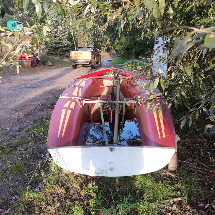 Łódka żaglówka, wózek, żagiel