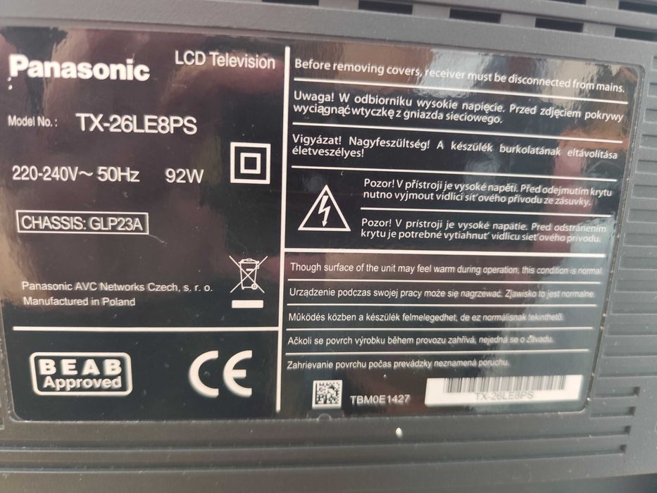 Panasonic 26 calowy z pilotem.