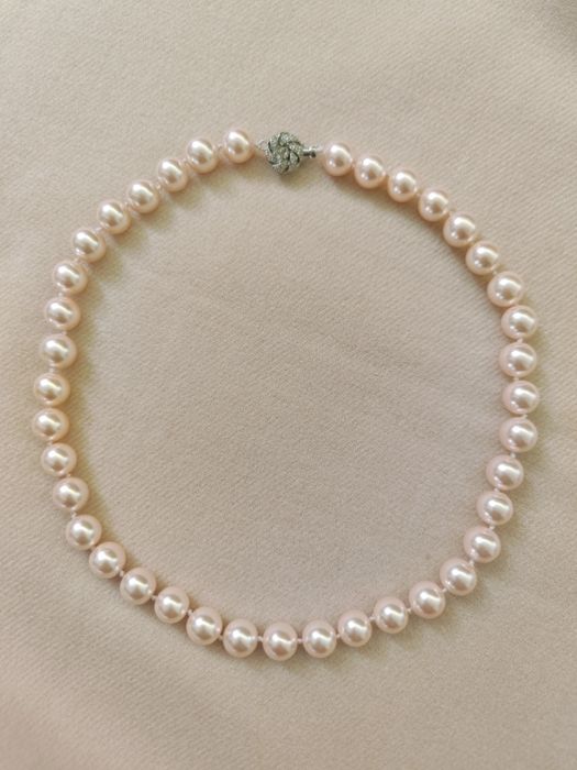 Perły naszyjnik róż _styl old money