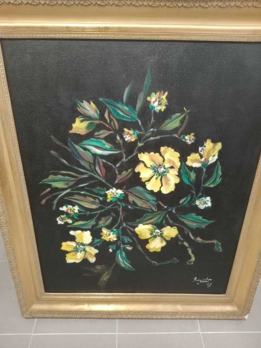 Pintura a óleo com moldura
